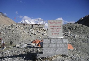 Blick vom Chinese Basecamp Richtung Everest Nordwand
