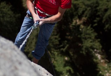 Roland Hemetzberger beim Klettern an der Loferer Alm