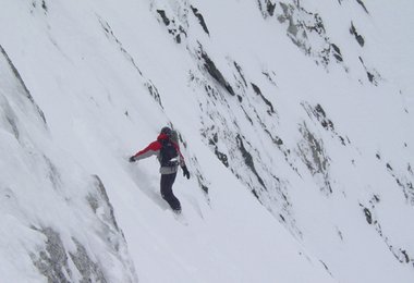 Max bei der diagonalen Querung der  Gegfrorenen Wand