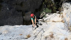 Die lange und anspruchsvolle E-Verschneidung - Wilde Gams Klettersteig