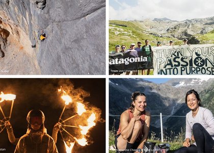 Simon Gietl & Alexander Huber © Felix Bub (o.l.) | Team von Unmuted © Luca Jaenichen (o.r.) | Nuria Castan © Eric Jehart (u.l.) | Katherine Choong & Eline Le Menestrel © Julien Nadiras (u.r.)