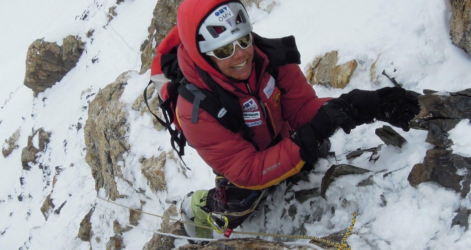 Gerlinde Kaltenbrunner am Weg zum Gipfel des K2 im August 2011 © National Geographic/Ralf Dujmovits