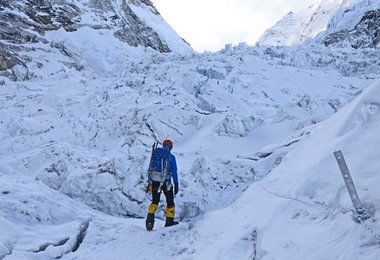 Matthias Baumann einen Tag vor dem Lawinenunglück im Khumbu-Eisbruch. Foto: Matthias Baumann
