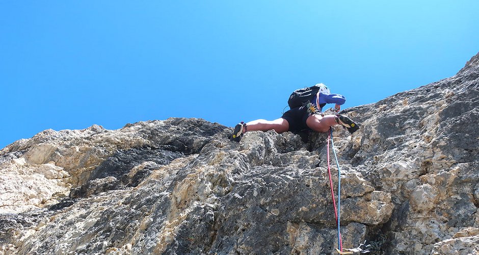 Via M Speciale - bei solchen alpinen Touren ist man mit dem Doppelseil (Master 7.8) am sichersten unterwegs.