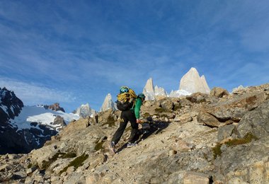 Beim Aufstieg zum Biwak am Paso Superior