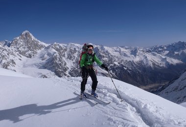 Alix von Melle im Skiaufstieg zu Hochlager 2, 6300 m.