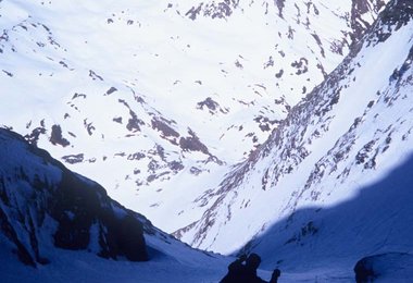 Einfahrt in den rechten Rinnenarm der mittleren Rinne