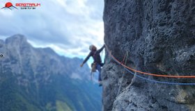 Die Querung in der 4. Seillänge