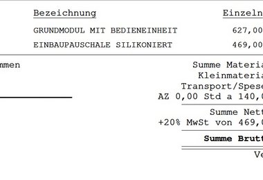Falsche Rechnung der Firma Hochegger Elektrotechnik Graz