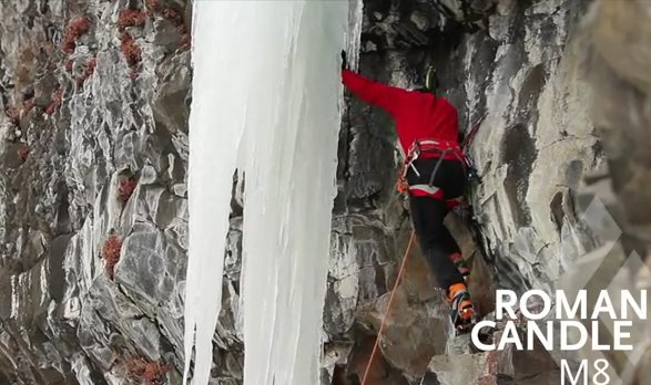Video: Will Gadd climbing Roman Candle (M8) in Hyalite Canyon 