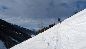 Der erste Hang beim Aufstieg zur Joelspitze.