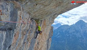 Die Querung in der 4. Seillänge