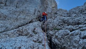 Am Standplatz der vierten Seillänge