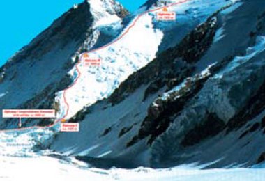 Die Route am Gasherbrum II