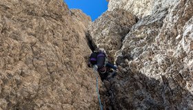 Im Kamin der 9. Seillänge