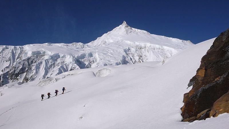Im Aufstieg nach Lager 1 bei schönstem Wetter