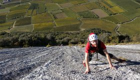 Vor dem Standplatz der 7ten Seillänge der La prima lezione per i piedi