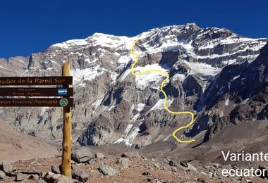 Die Route von Karl Egloff und Nicholàs Miranda an der Aconcagua Südwand