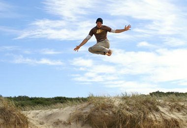 Jump on beach